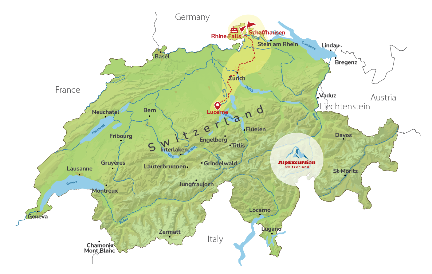 Europe’s Largest Waterfalls – the Rhine Falls from Lucerne