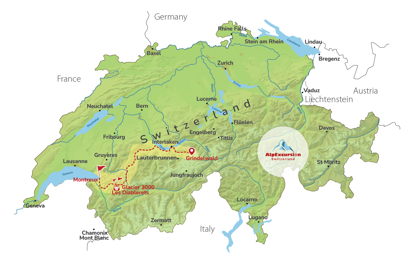 Glacier 3000 & Montreux auf einem privaten Tagesausflug ab Grindelwald