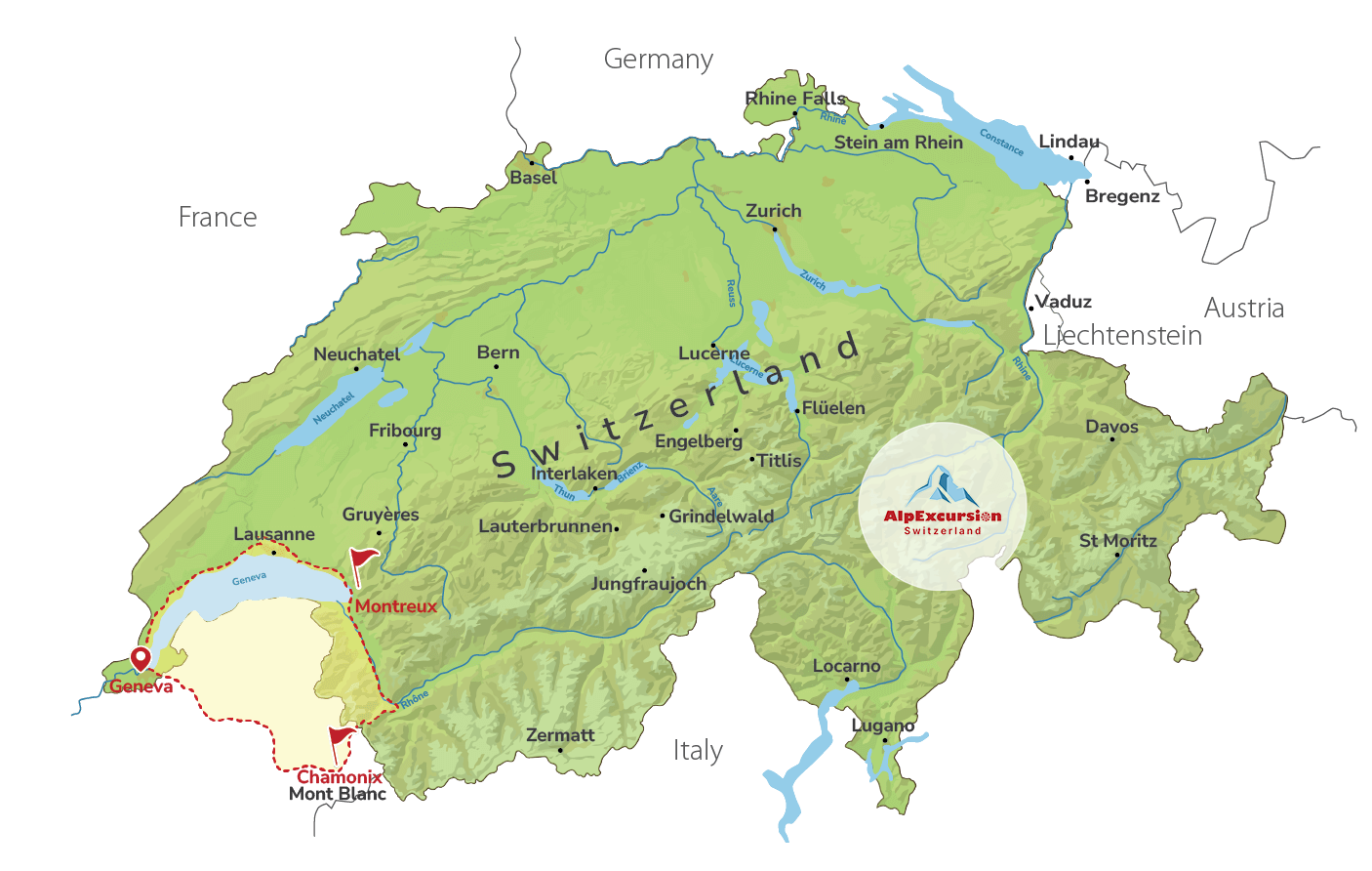 Chamonix in France & Swiss Montreux on a Private Trip from Geneva
