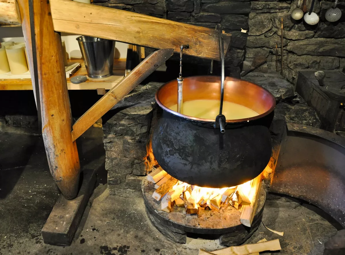Fondue preparation in Gruyeres Switzerland