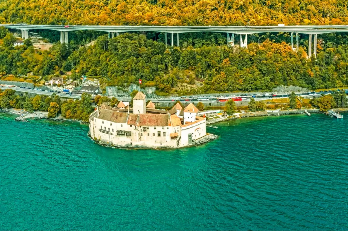 Chillon Castle on Lake Geneva Switzerland